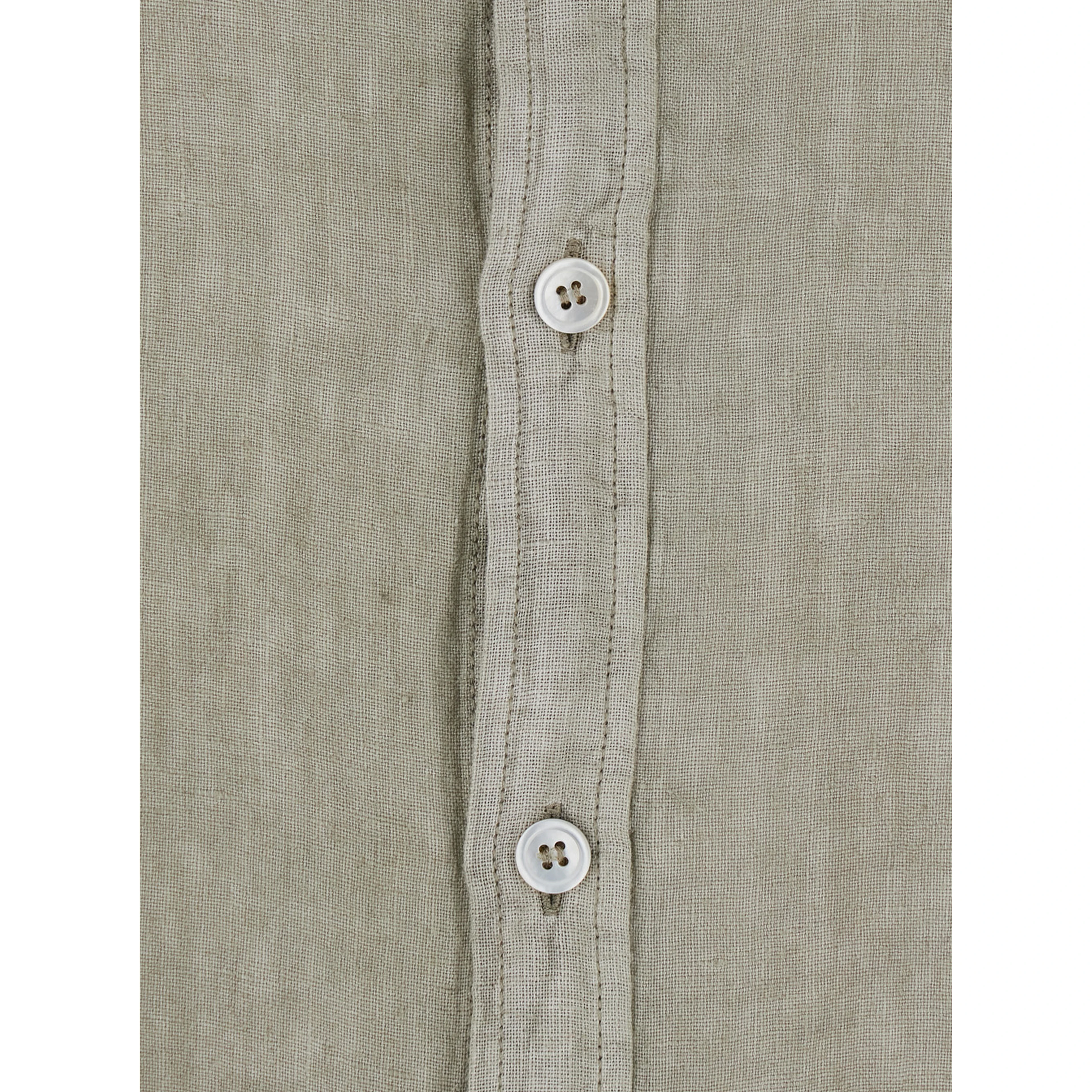 Beige Shirt with Button-Down Collar in Linen for Men