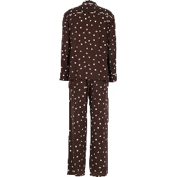 Brown Suit with Polka Dot Motif in Silk Blend Women