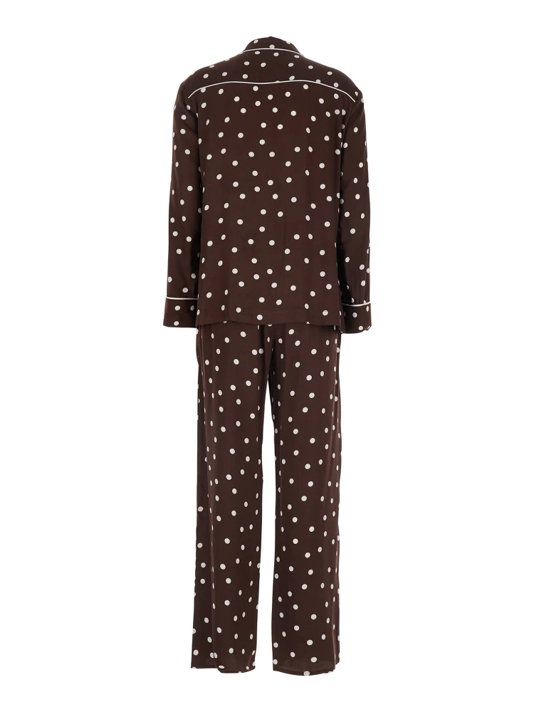 Brown Suit with Polka Dot Motif in Silk Blend Women alternative