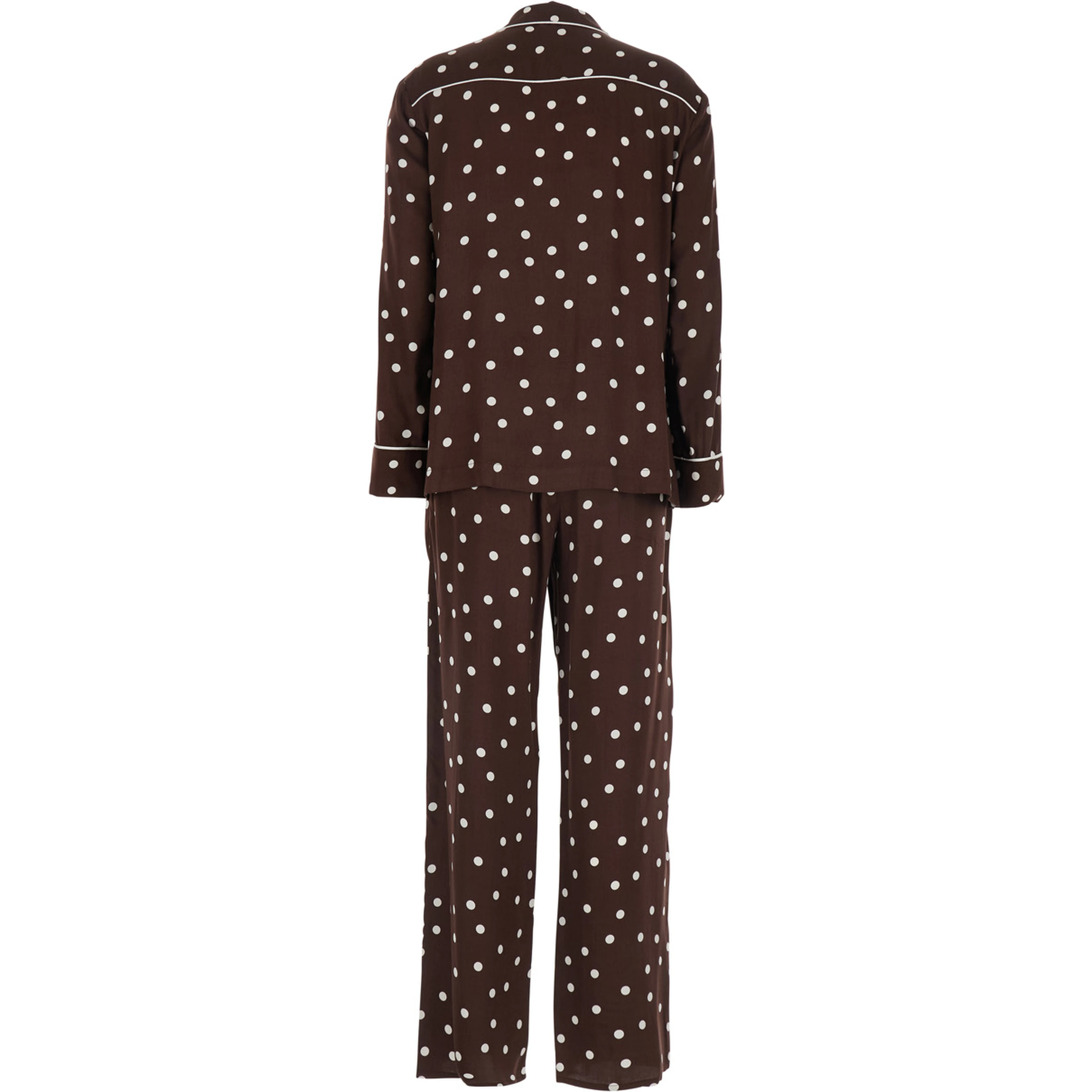 Brown Suit with Polka Dot Motif in Silk Blend Women