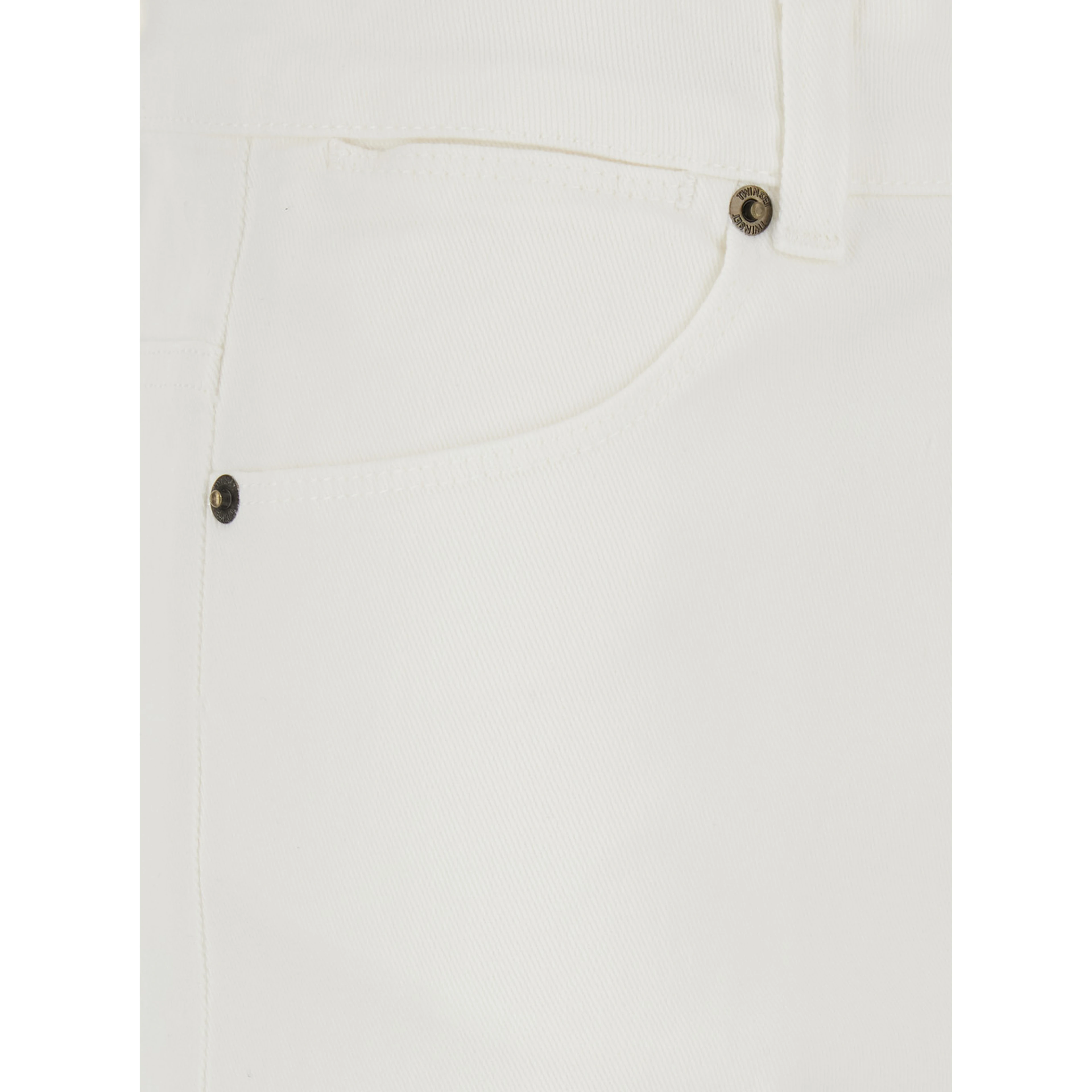 White Palazzo Jeans with Wide Leg and Logo Patch on the Rear in Denim Woman
