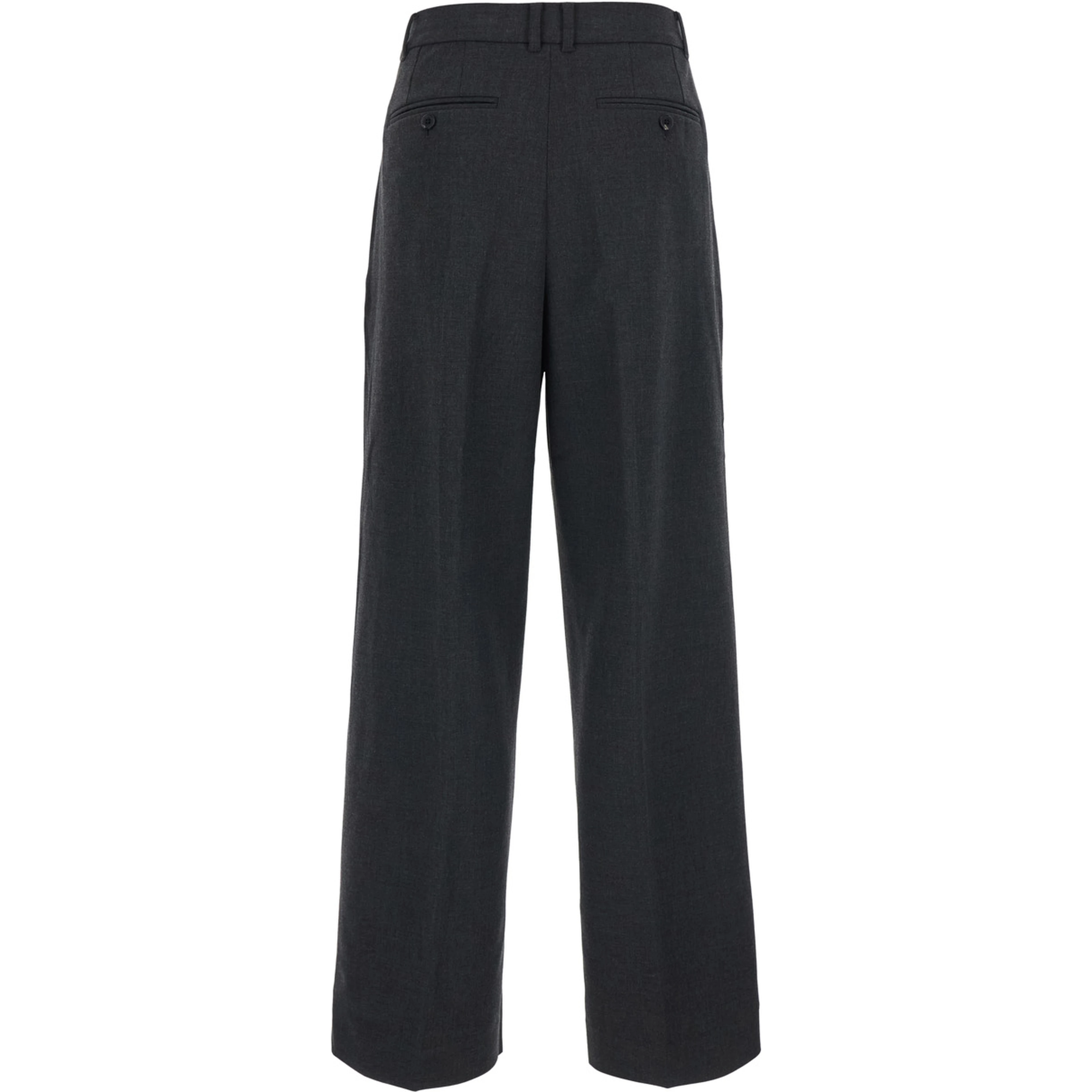 DOUBLE PLEATED WIDE SLACKS with pockets and gray hems men