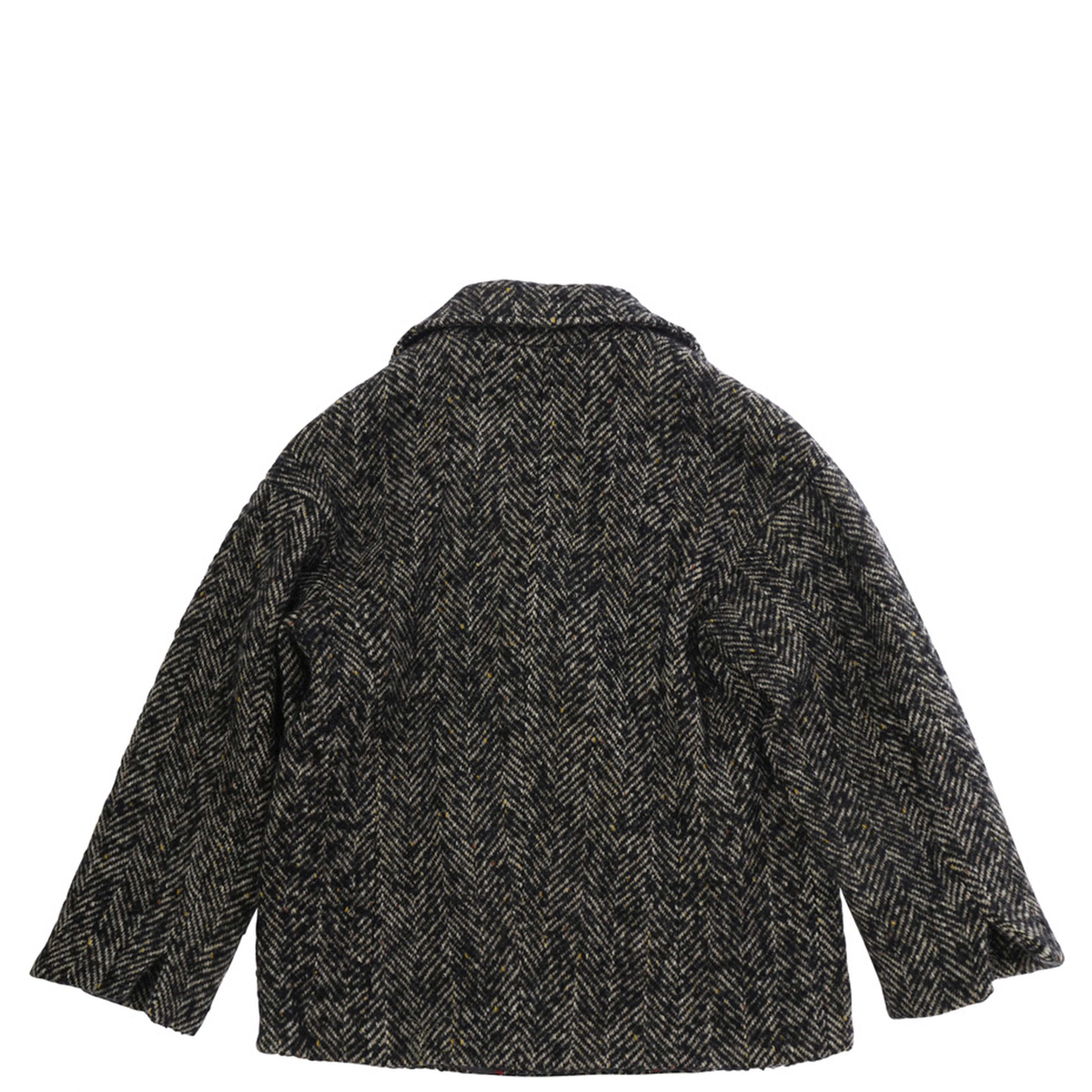 Coat with collar and long sleeves in black wool and polyester for girl
