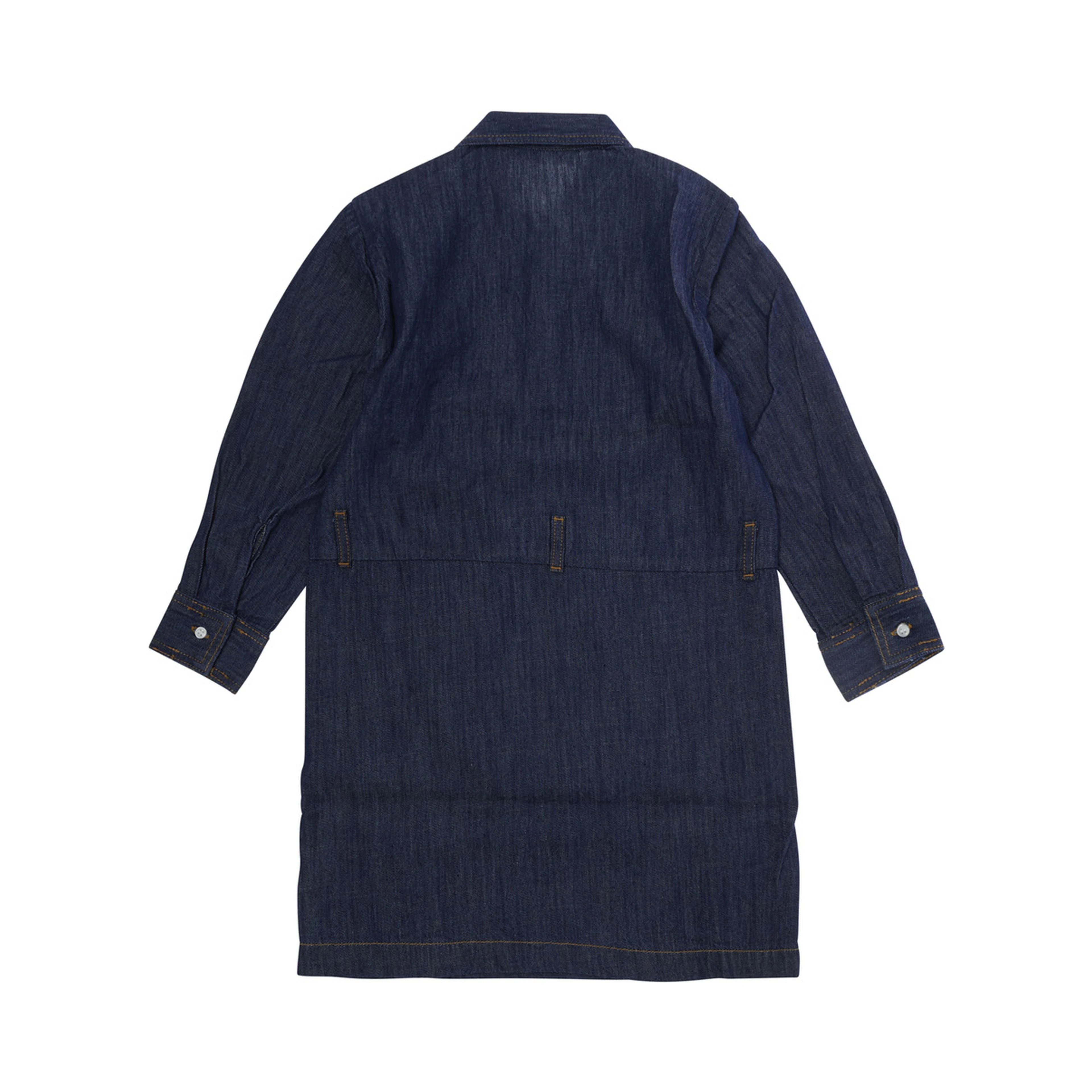 Blue Dress with classic collar and logo lettering on the front in denim Girl