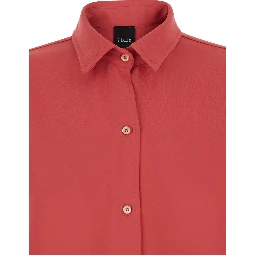 Red Shirt with Classic Collar and Button Closure in Fabric Woman