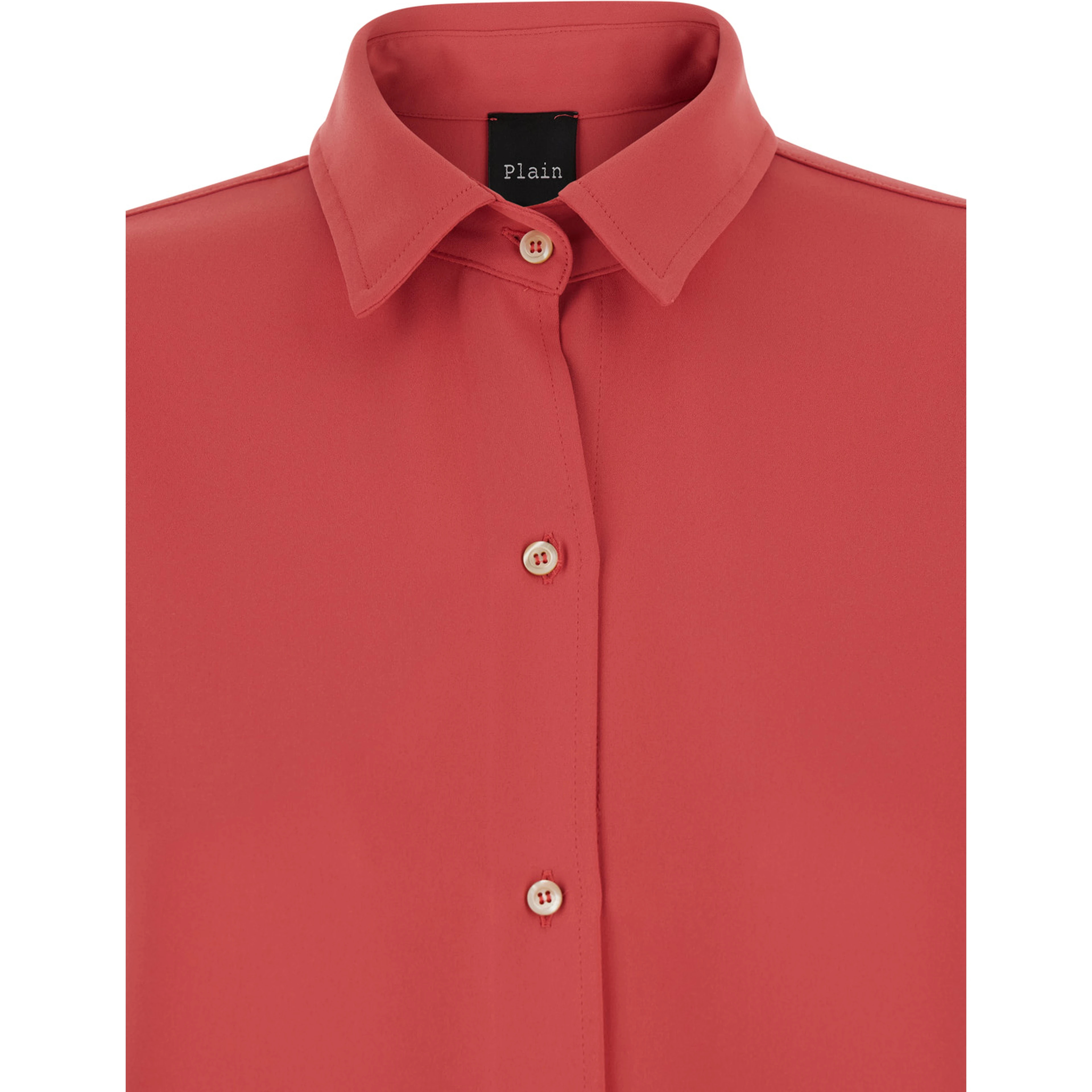 Red Shirt with Classic Collar and Button Closure in Fabric Woman