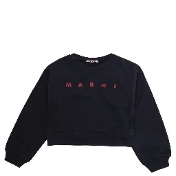 blue Crewneck sweatshirt with logo on the front in cotton Girl