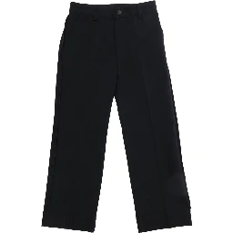 Black Pants with Belt Loops and Logo Patch on the Back in Cotton Blend Boy