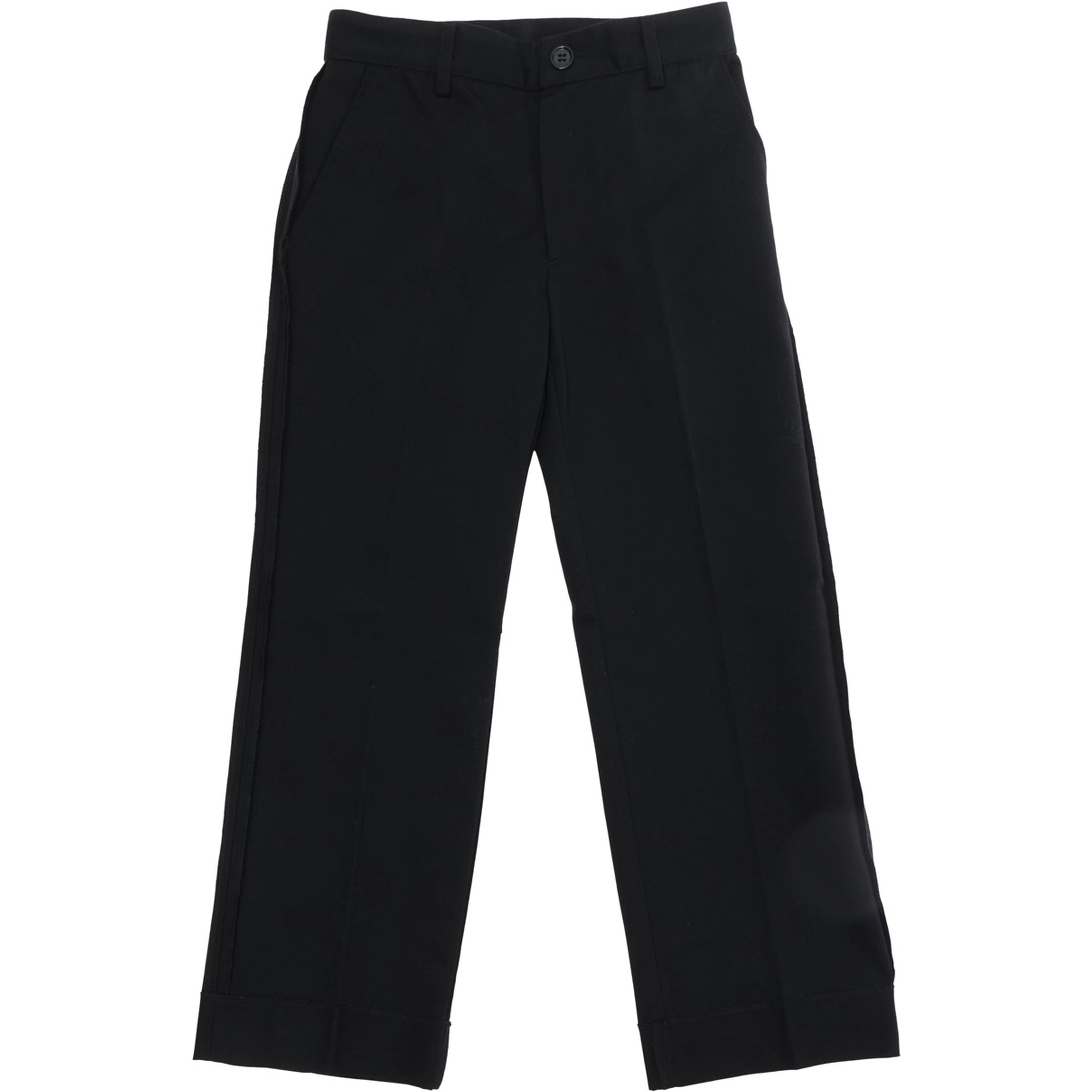 Black Pants with Belt Loops and Logo Patch on the Back in Cotton Blend Boy