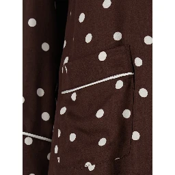 Brown Suit with Polka Dot Motif in Silk Blend Women