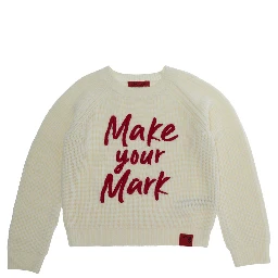 Sweater with round neck and long sleeves in wool and acrylic white for Girl