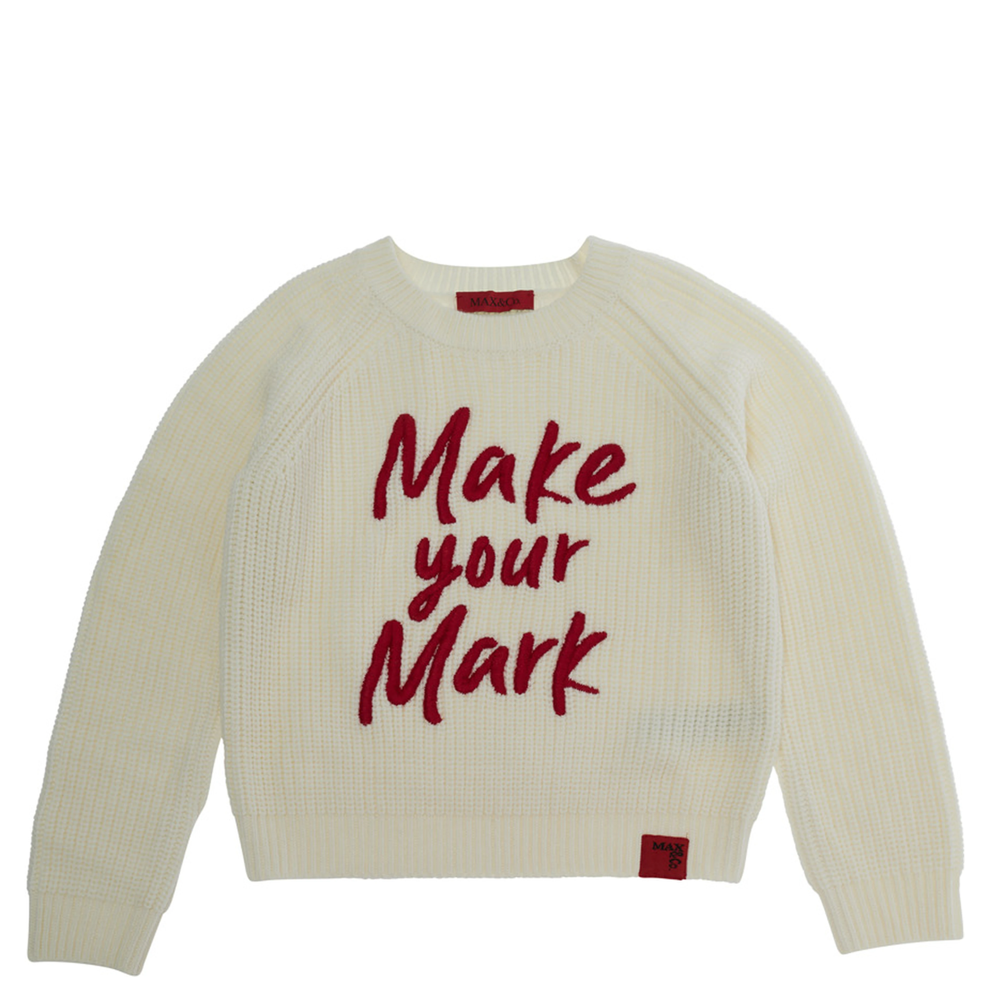 Sweater with round neck and long sleeves in wool and acrylic white for Girl