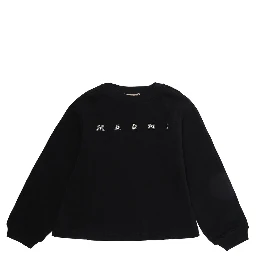 Black Crewneck Sweatshirt with Logo lettering on the Front in Cotton Girl