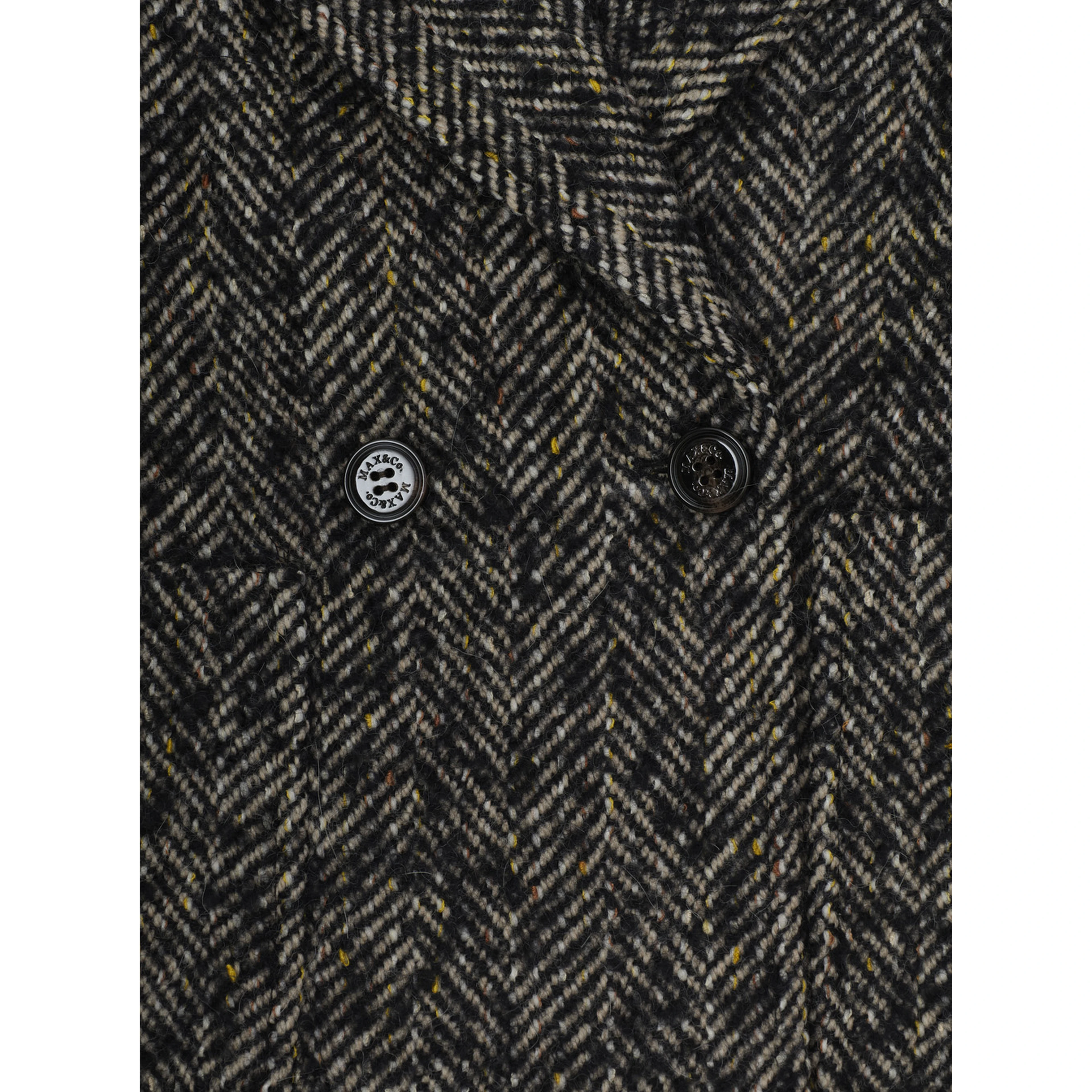 Coat with collar and long sleeves in black wool and polyester for girl