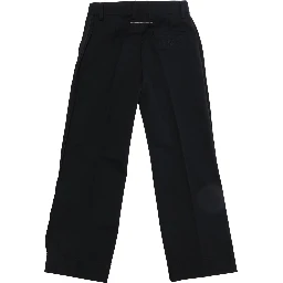 Black Pants with Belt Loops and Logo Patch on the Back in Cotton Blend Boy