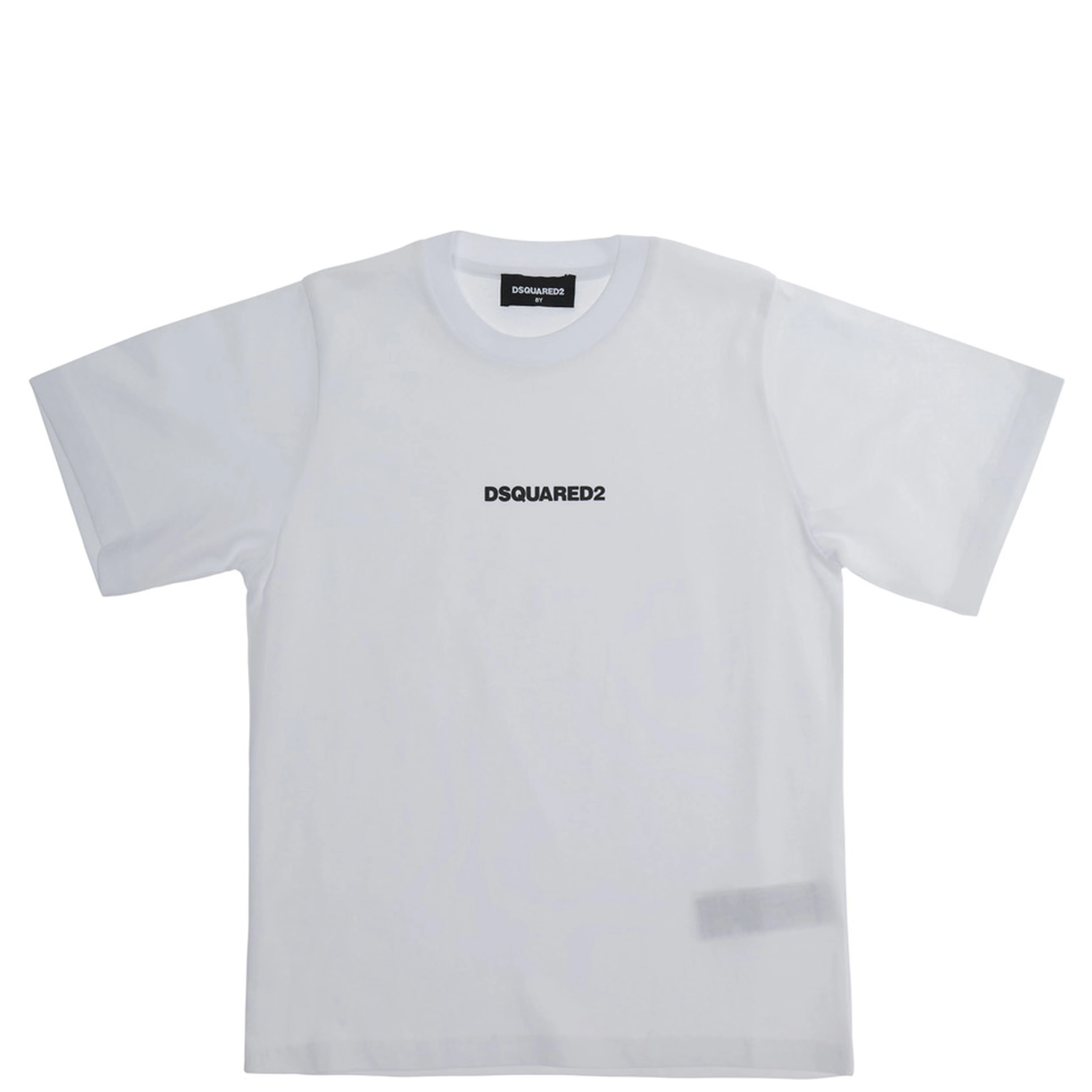 White Crew neck T-shirt with logo lettering on the front in cotton boy