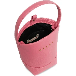 Flower Basket Pink Crossbody bag with Logo lettering and Shoulder Strap in Tech Fabric Girl