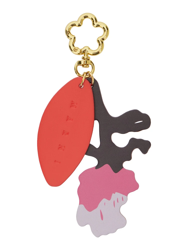 Multicolor Key ring with logo plaque and charm in tech fabric  for girls