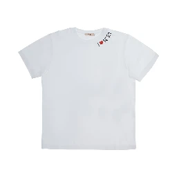 White Round neck T-shirt with logo on the front in Cotton Girl