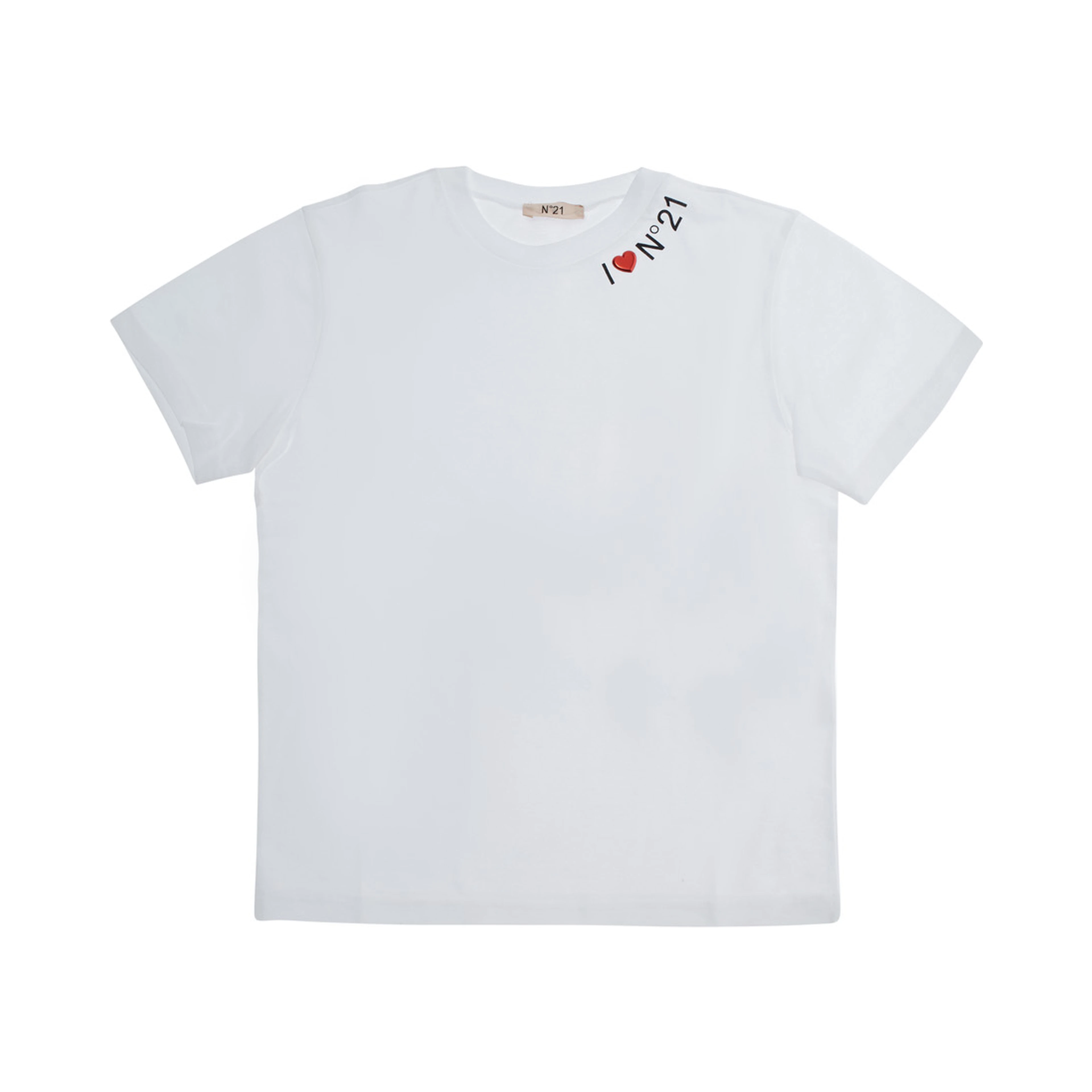 White Round neck T-shirt with logo on the front in Cotton Girl
