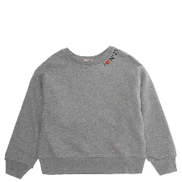 Gray Crewneck Sweatshirt with Logo Lettering on the Front in Cotton Girl