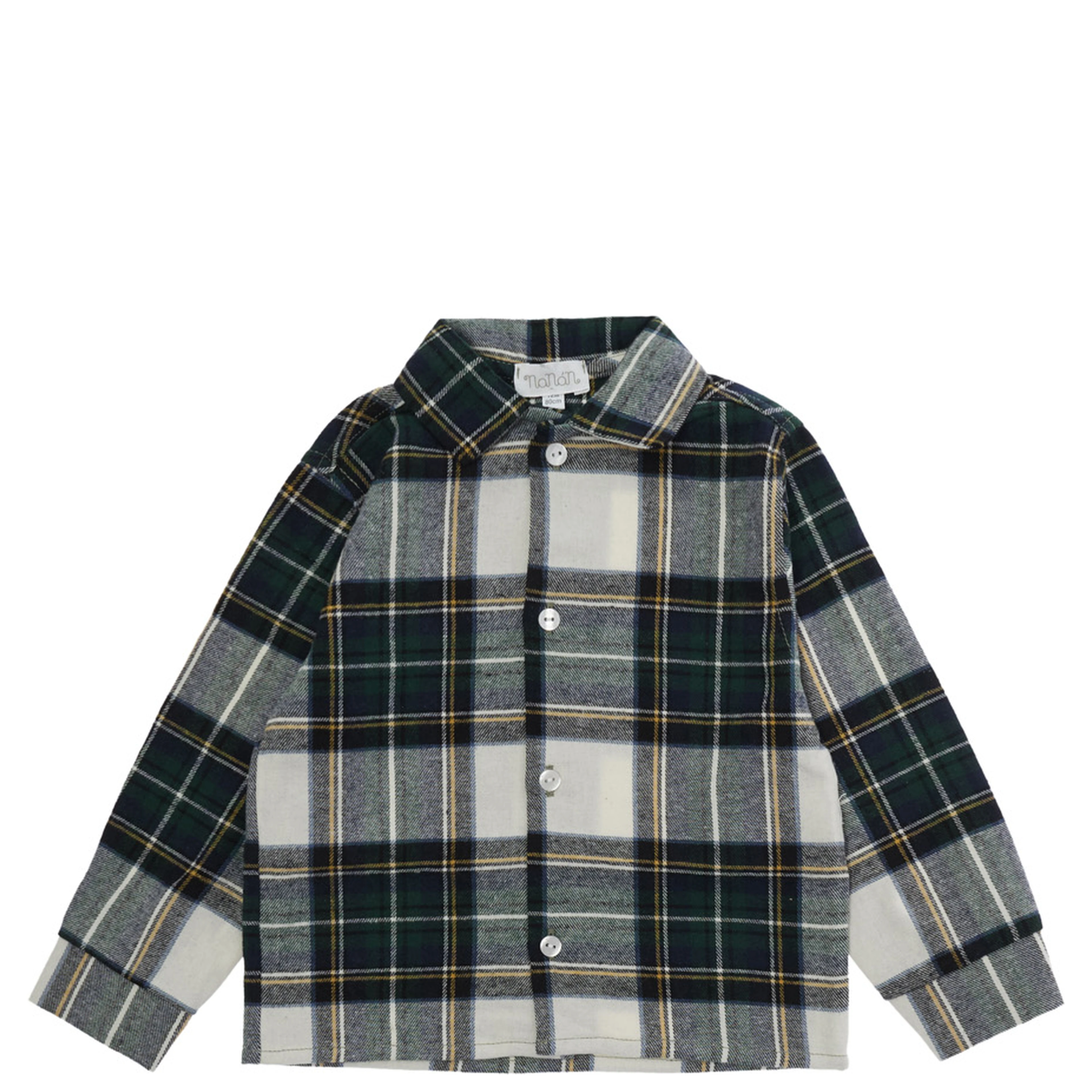 green shirt with plaid design in cotton Baby