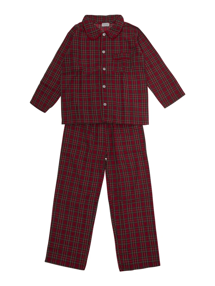 Red Unisex Scottish Pajamas with Cotton and Polyester, Red, Unisex
