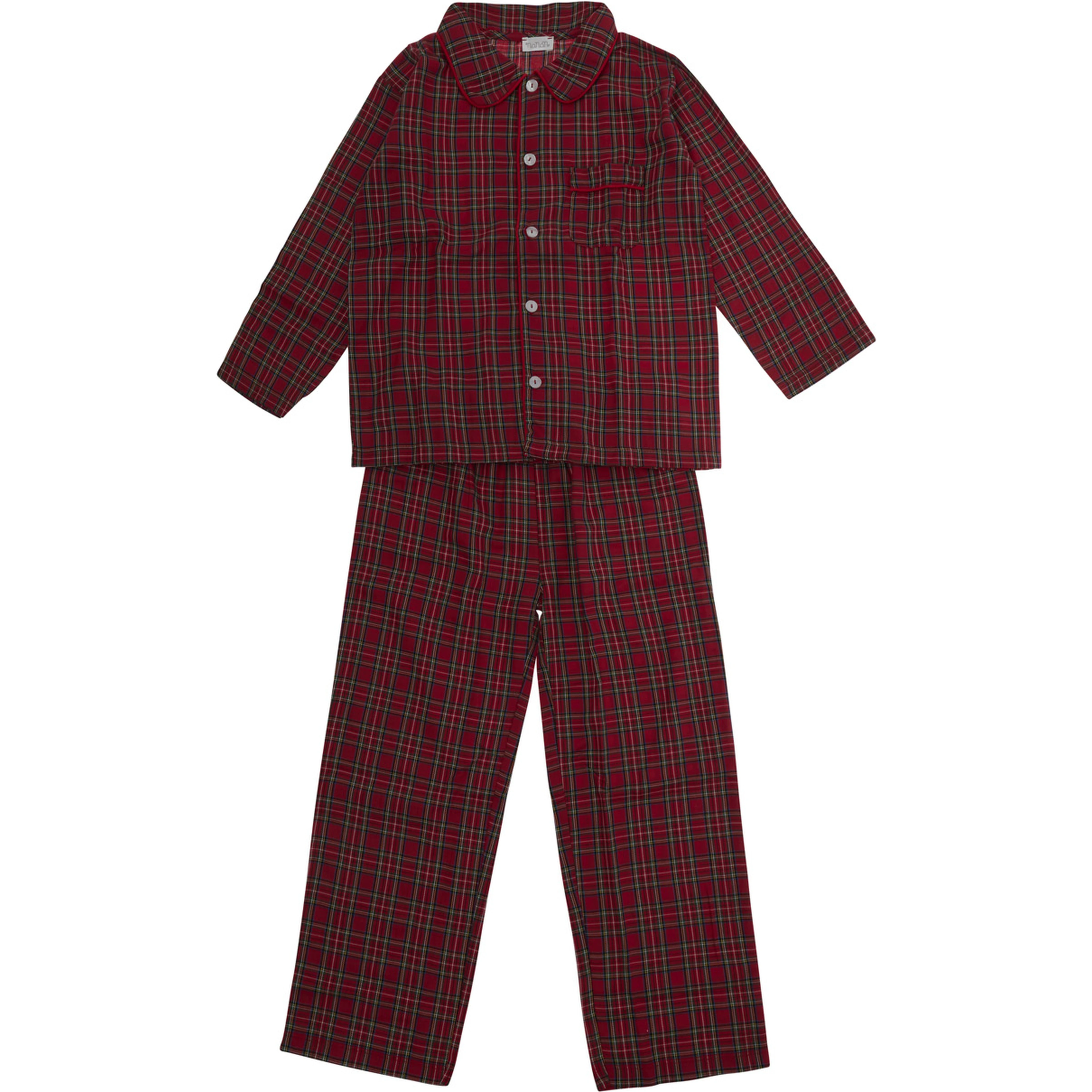Red Unisex Scottish Pajamas with Cotton and Polyester, Red, Unisex