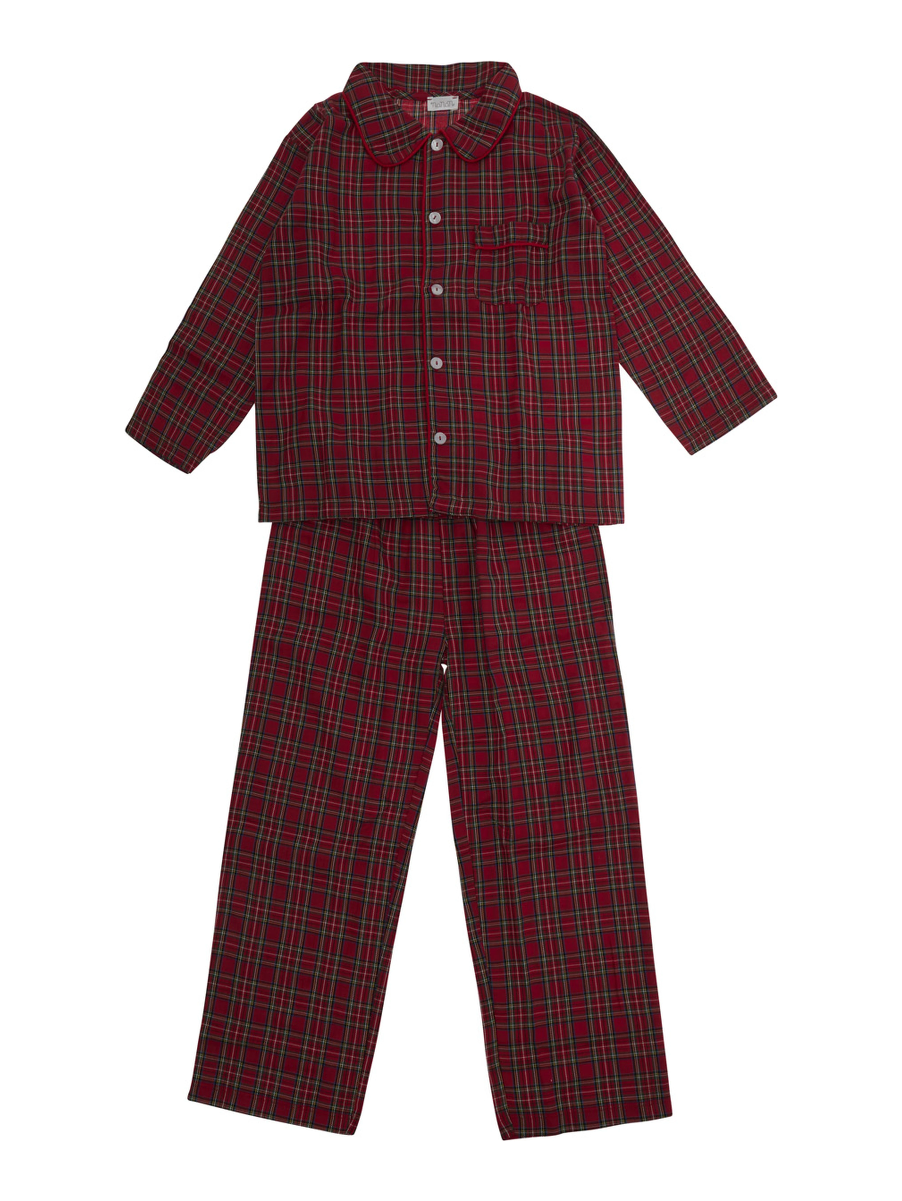 Red Unisex Scottish Pajamas with Cotton and Polyester, Red, Unisex