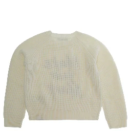 Sweater with round neck and long sleeves in wool and acrylic white for Girl