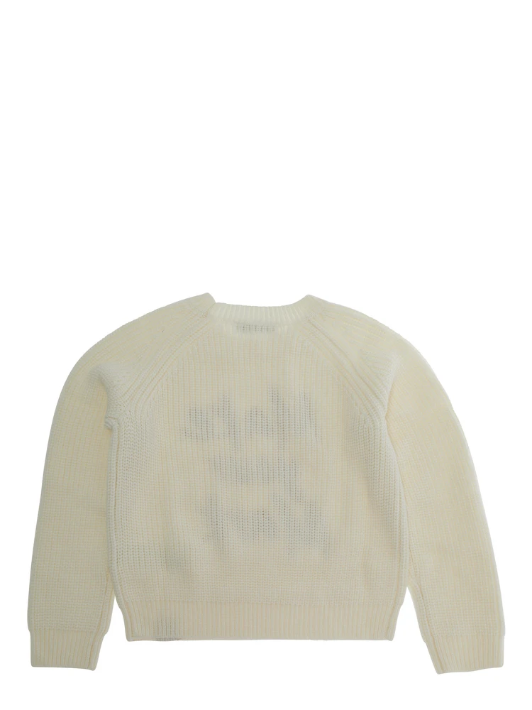 Sweater with round neck and long sleeves in wool and acrylic white for Girl alternative