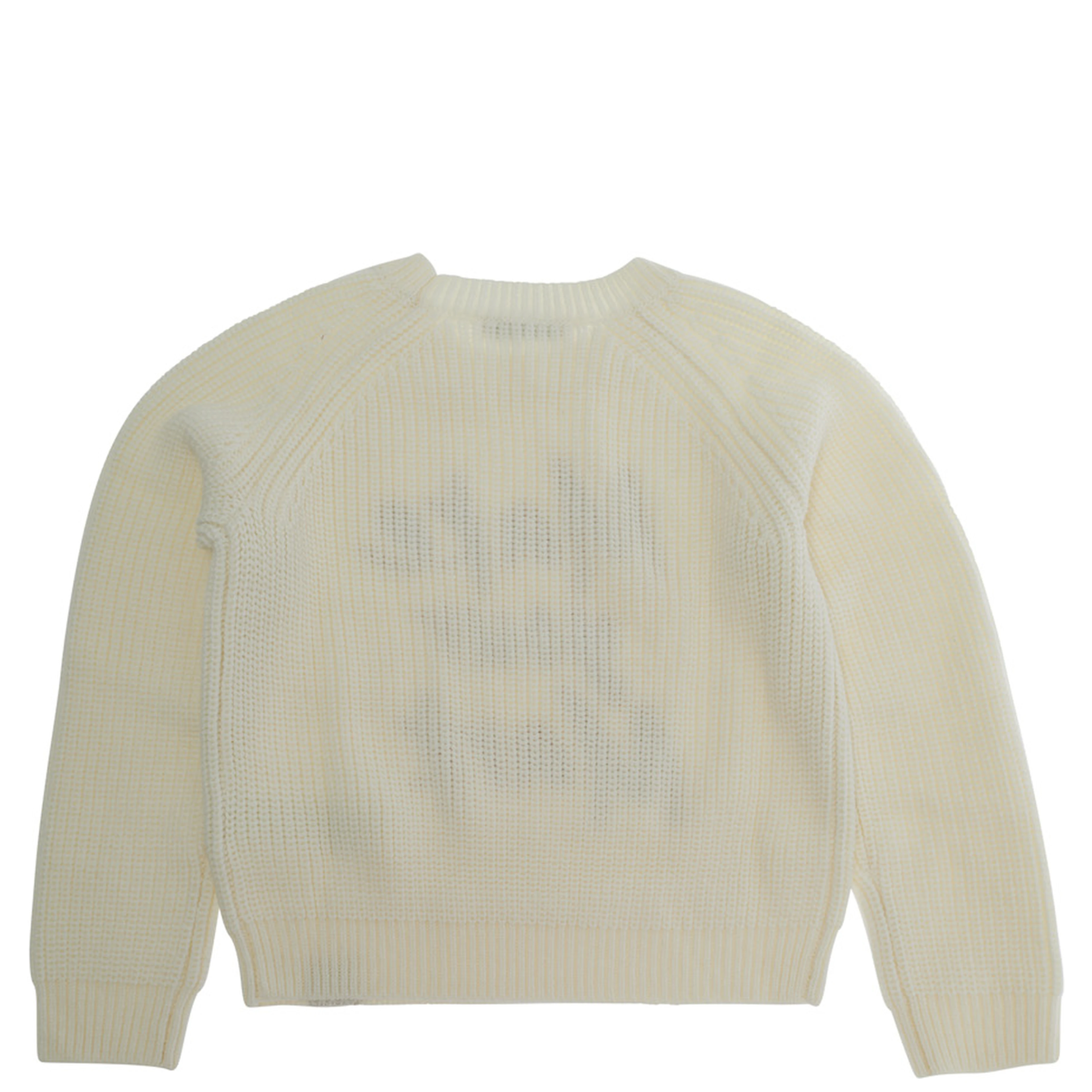 Sweater with round neck and long sleeves in wool and acrylic white for Girl