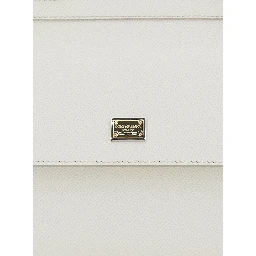 Handbag Sicily Piccola with Adjustable and Removable Shoulder Strap and Logo Plate on Front in Grained White Leather for Women