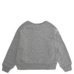Gray Crewneck Sweatshirt with Logo Lettering on the Front in Cotton Girl
