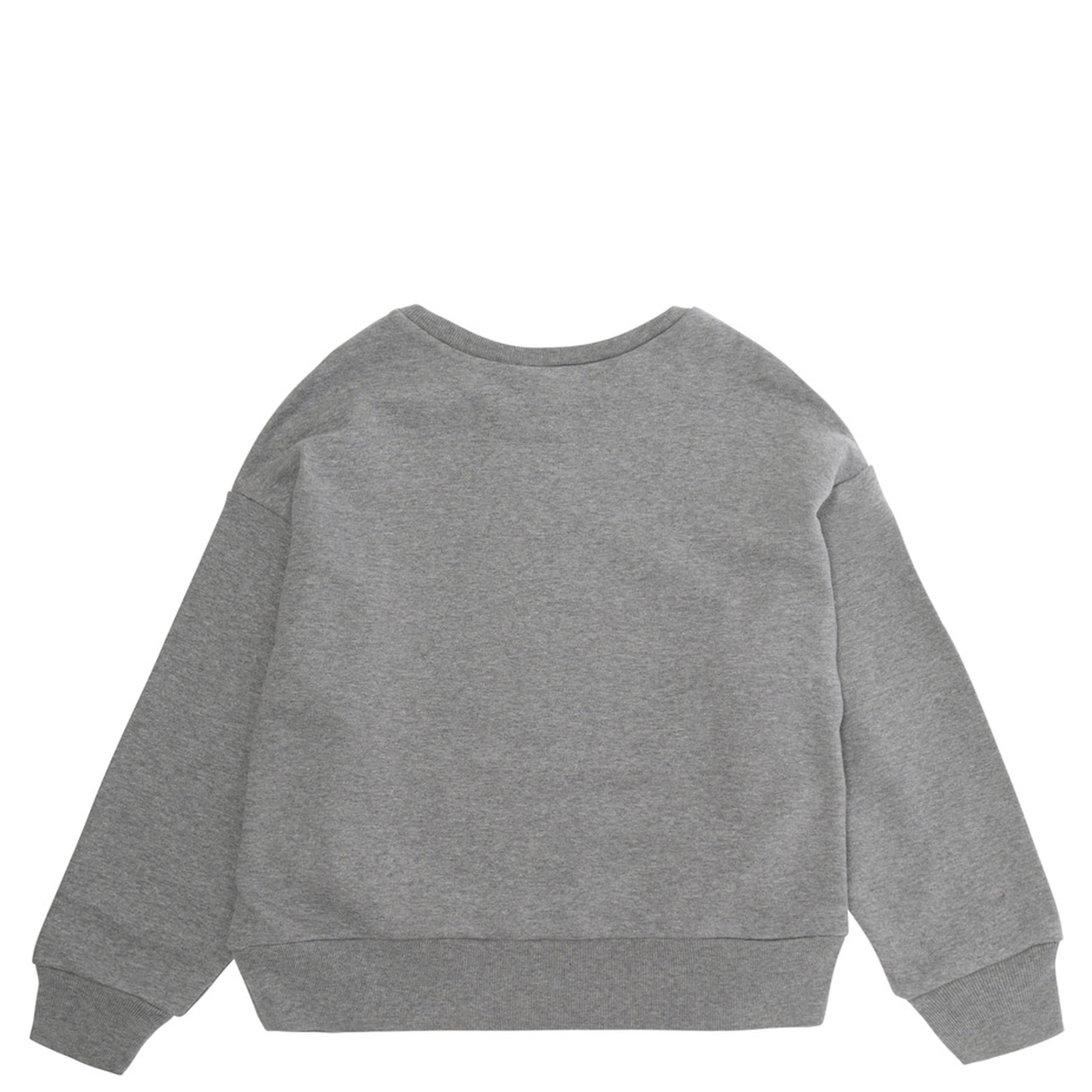 Gray Crewneck Sweatshirt with Logo Lettering on the Front in Cotton Girl