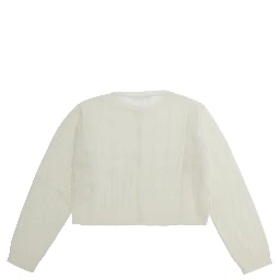 White Crew neck cardigan with cable knit in Blend viscose Girl