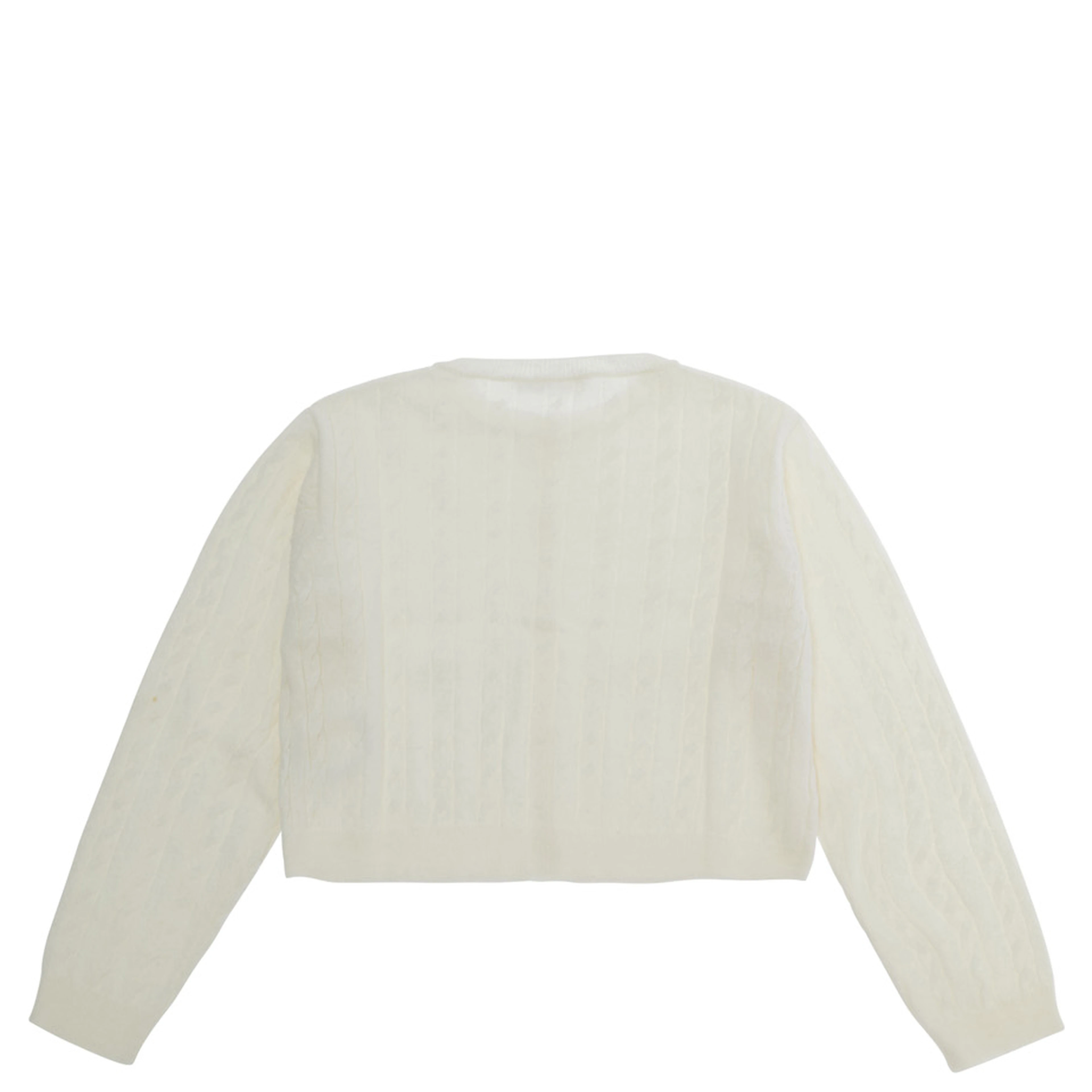White Crew neck cardigan with cable knit in Blend viscose Girl