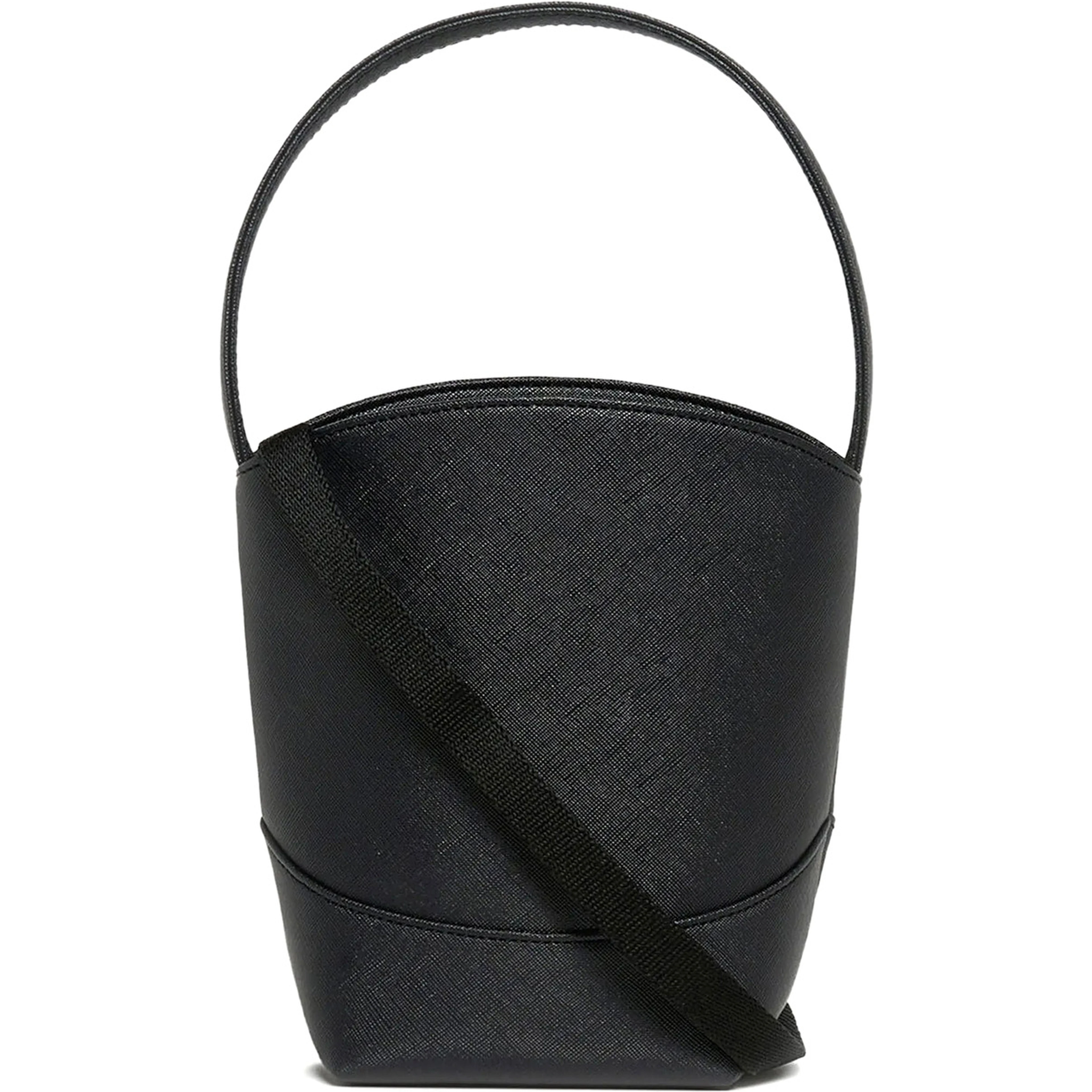 Crossbody bag with floral details in black polyester unisex