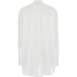 White Shirt with Stand-up Collar in Cotton for Women