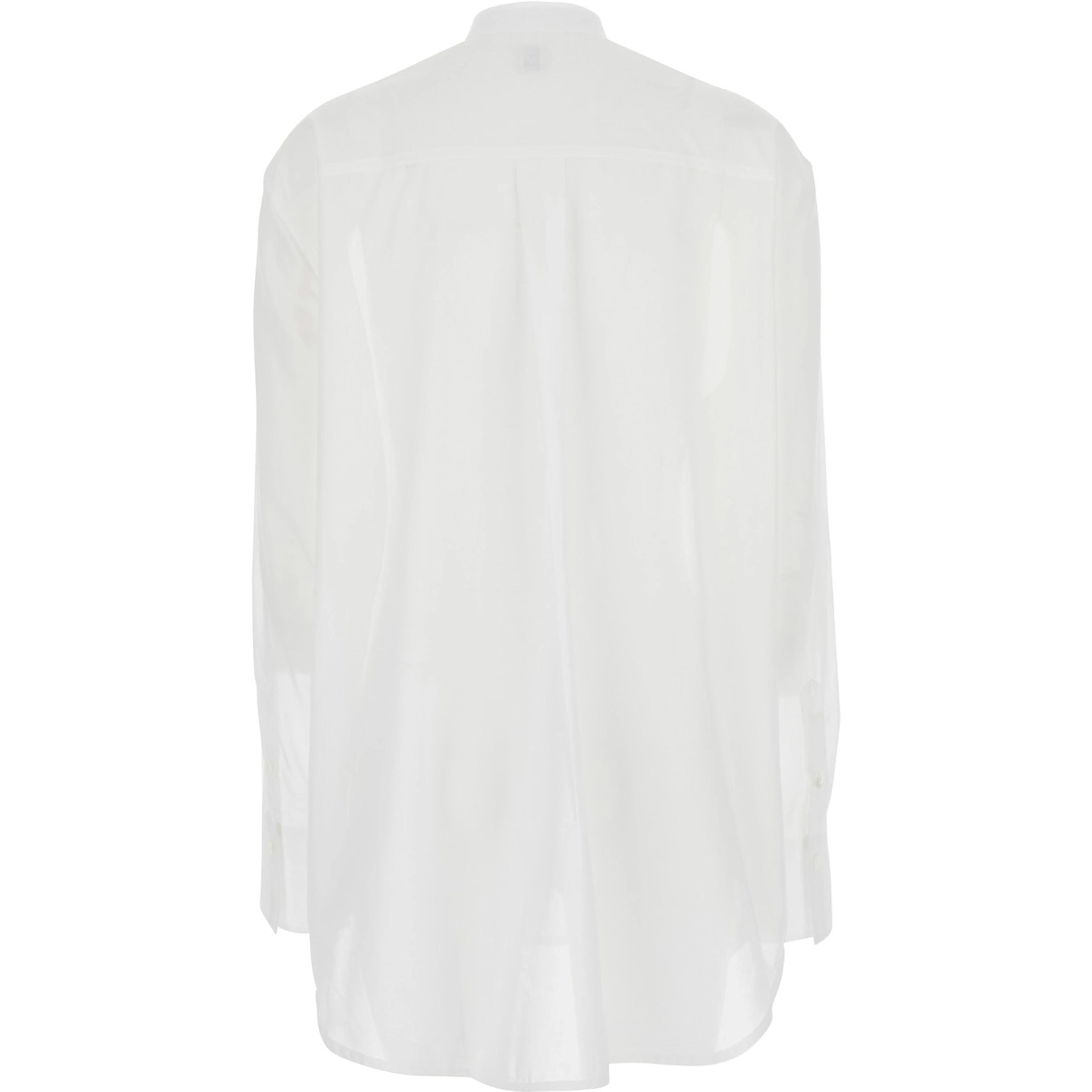 White Shirt with Stand-up Collar in Cotton for Women