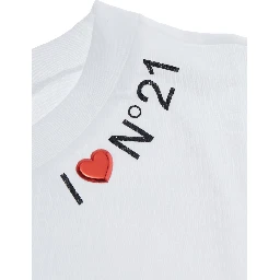 White Round neck T-shirt with logo on the front in Cotton Girl