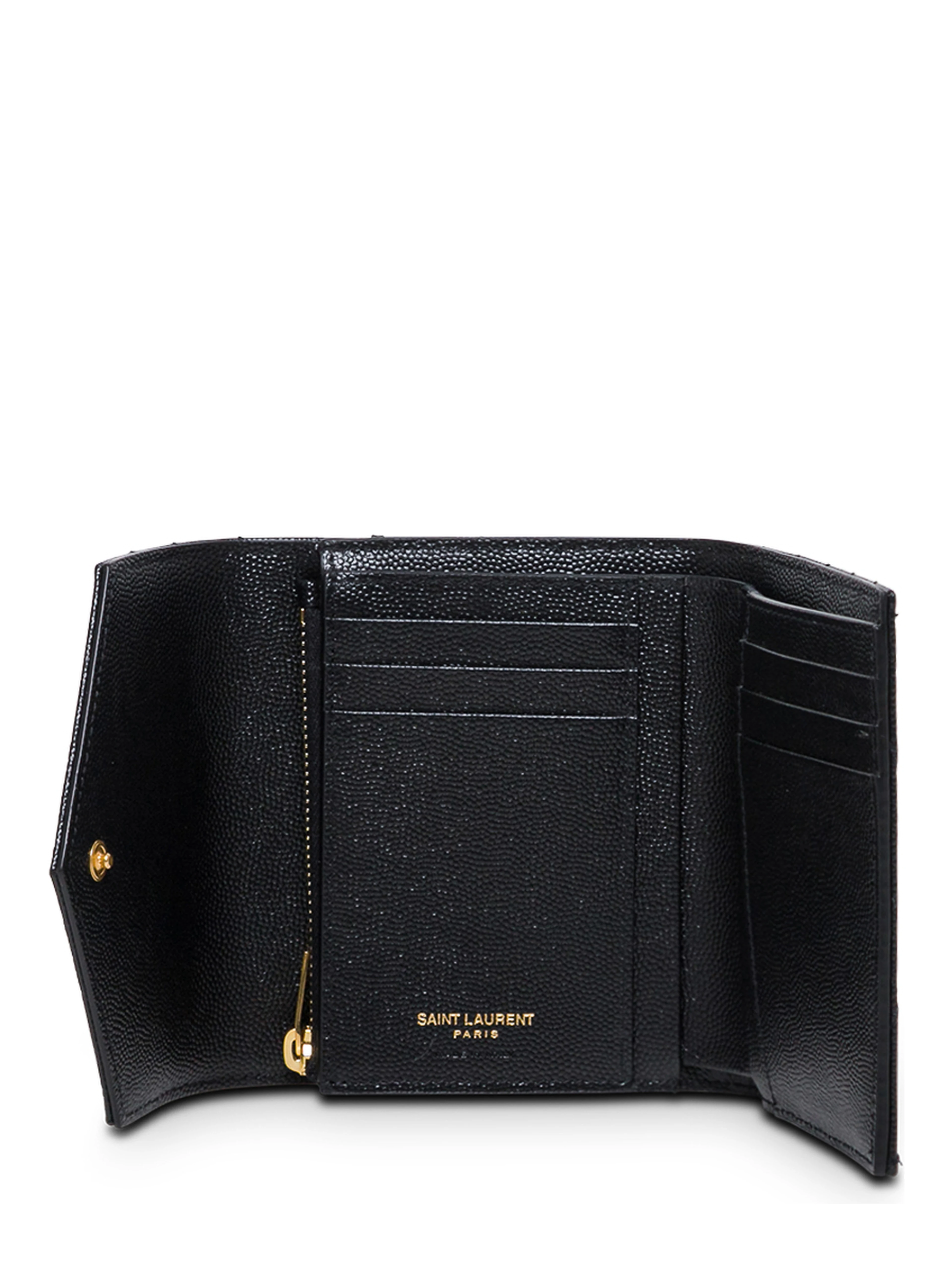 Wallet Grain de Poudre Black with Cassandre Logo in Black Leather Woman