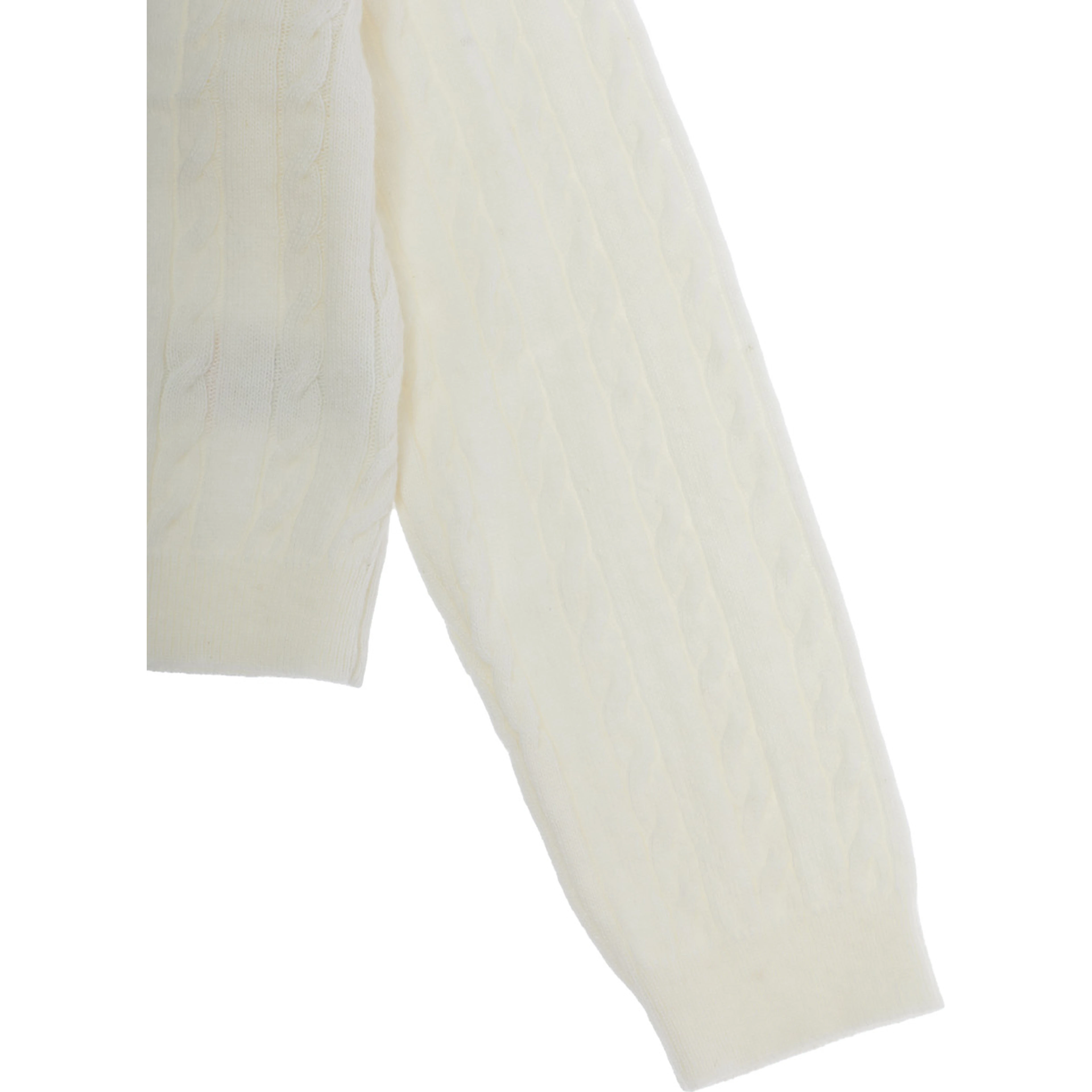 White Crew neck cardigan with cable knit in Blend viscose Girl