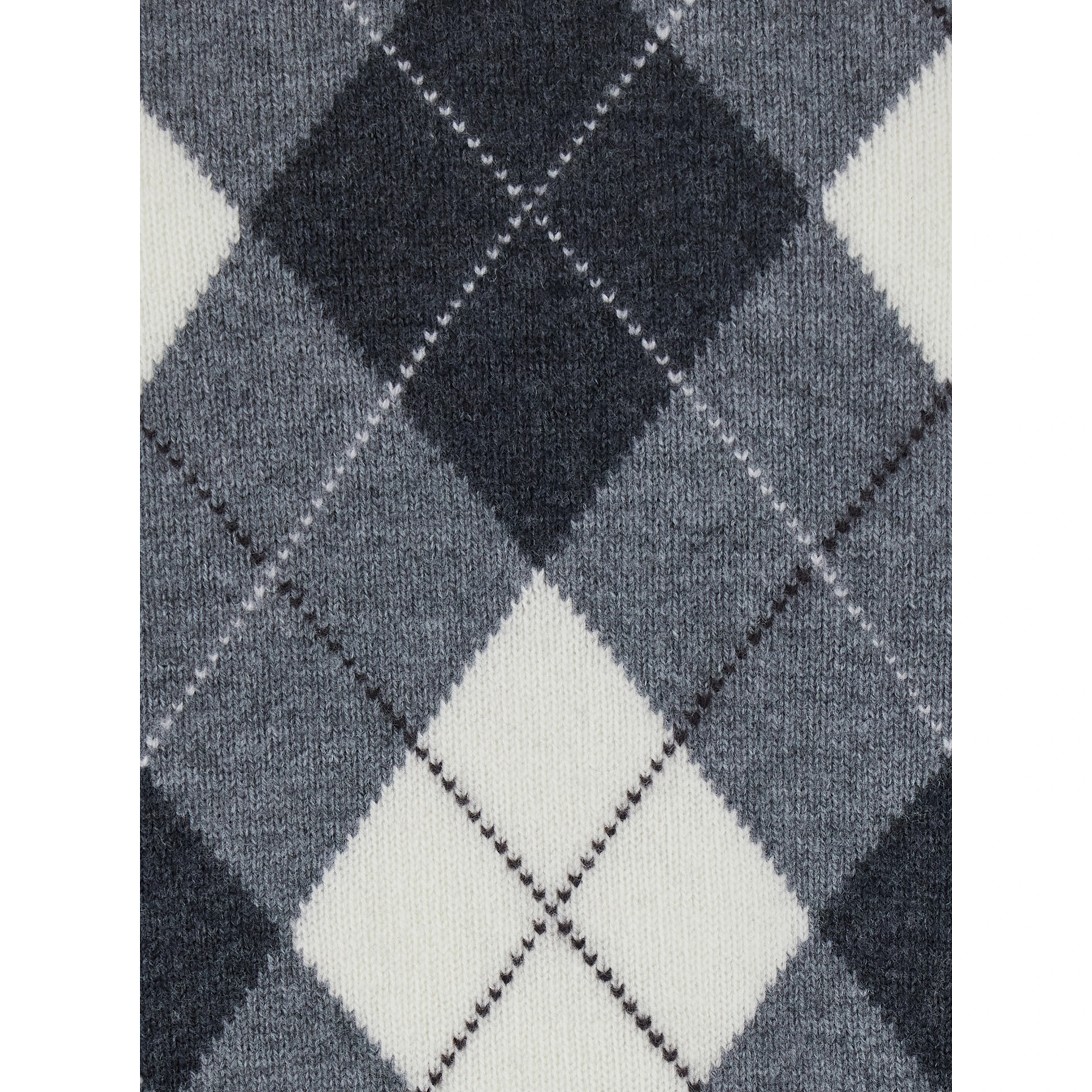 UNISEX ARGYLE CREW NECK SWEATER with round neckline and long sleeves in Grey Wool Unisex