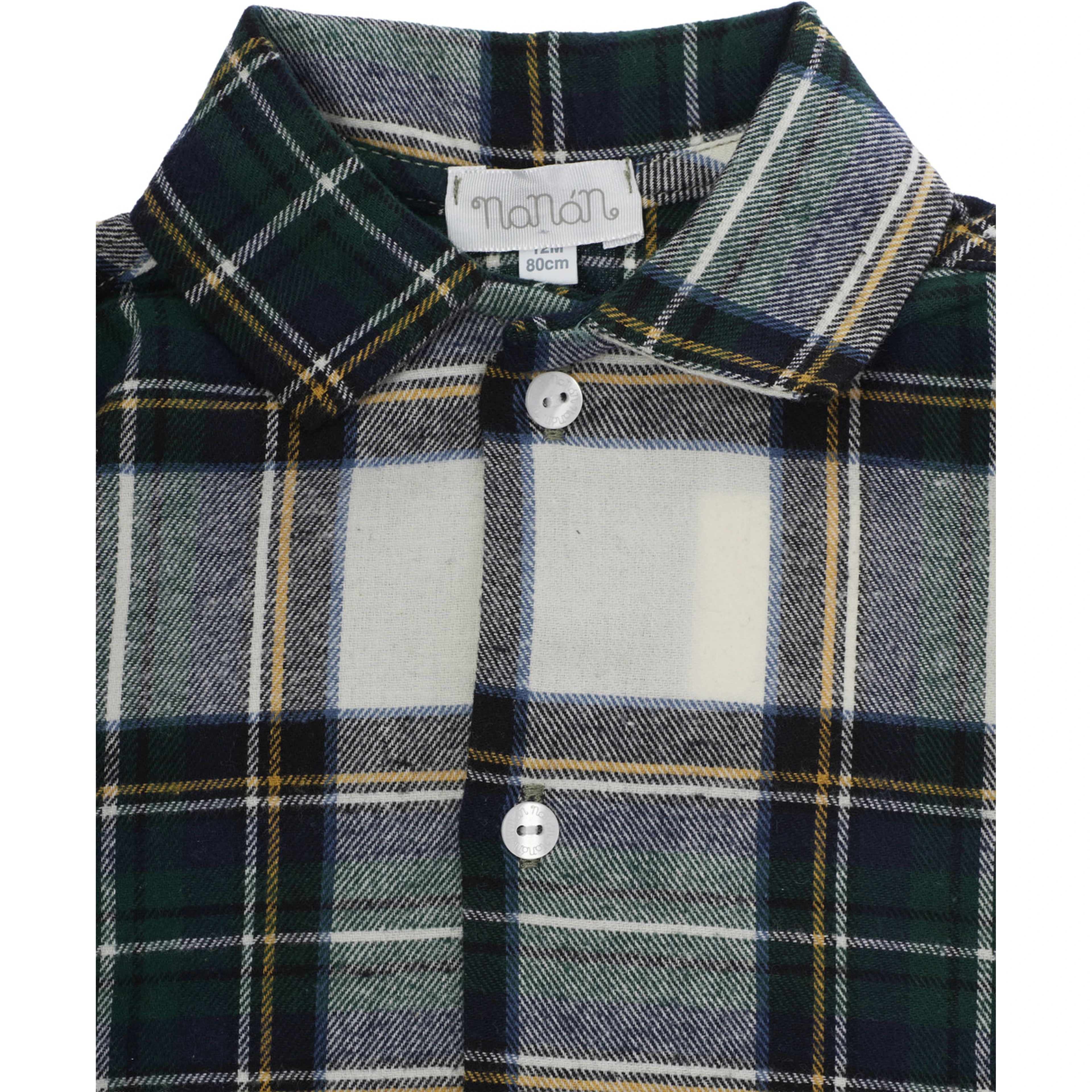 green shirt with plaid design in cotton Baby