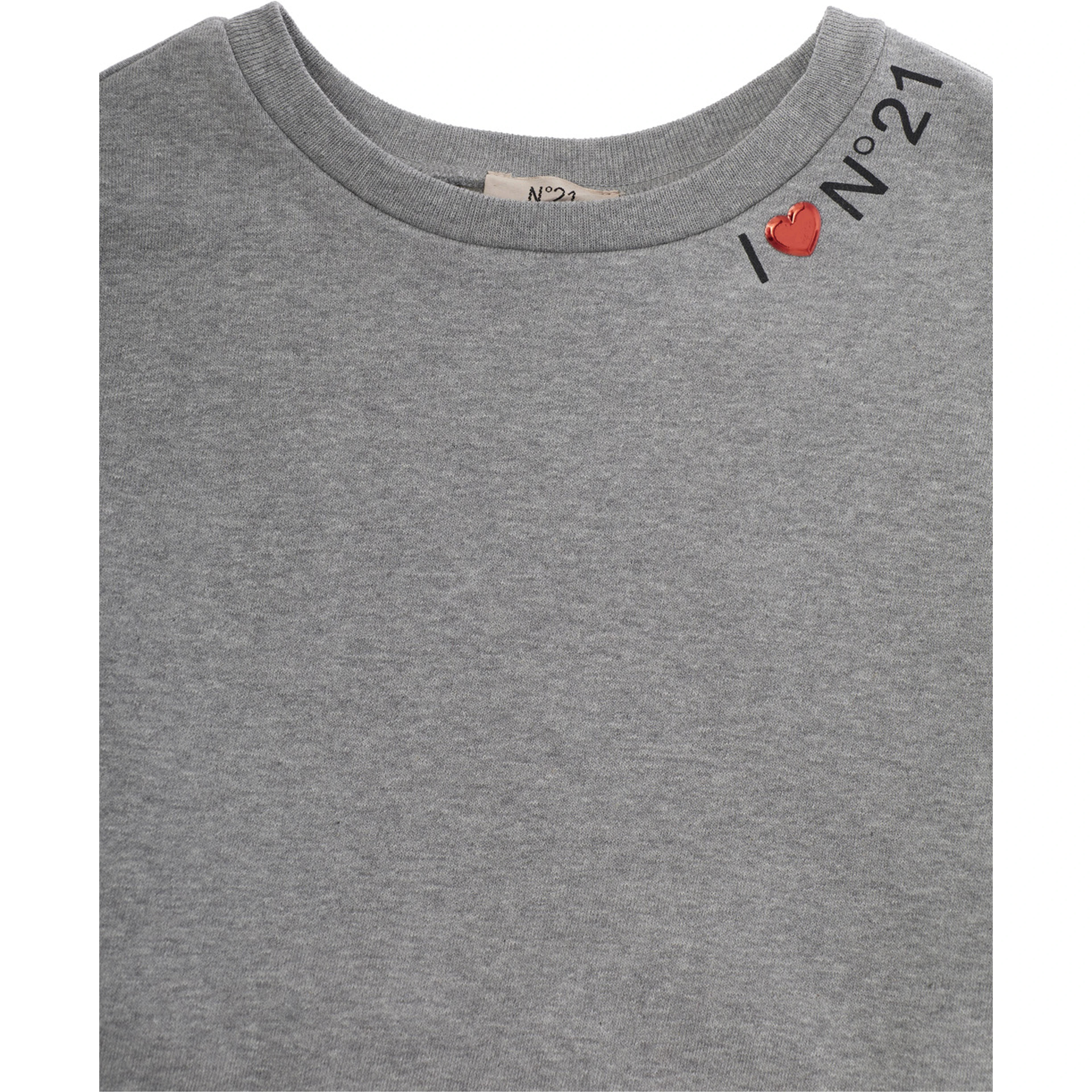 Gray Crewneck Sweatshirt with Logo Lettering on the Front in Cotton Girl