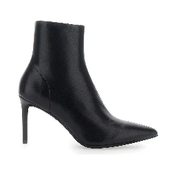 Nixie Black Ankle Boots with Stiletto Heel in Leather for Women