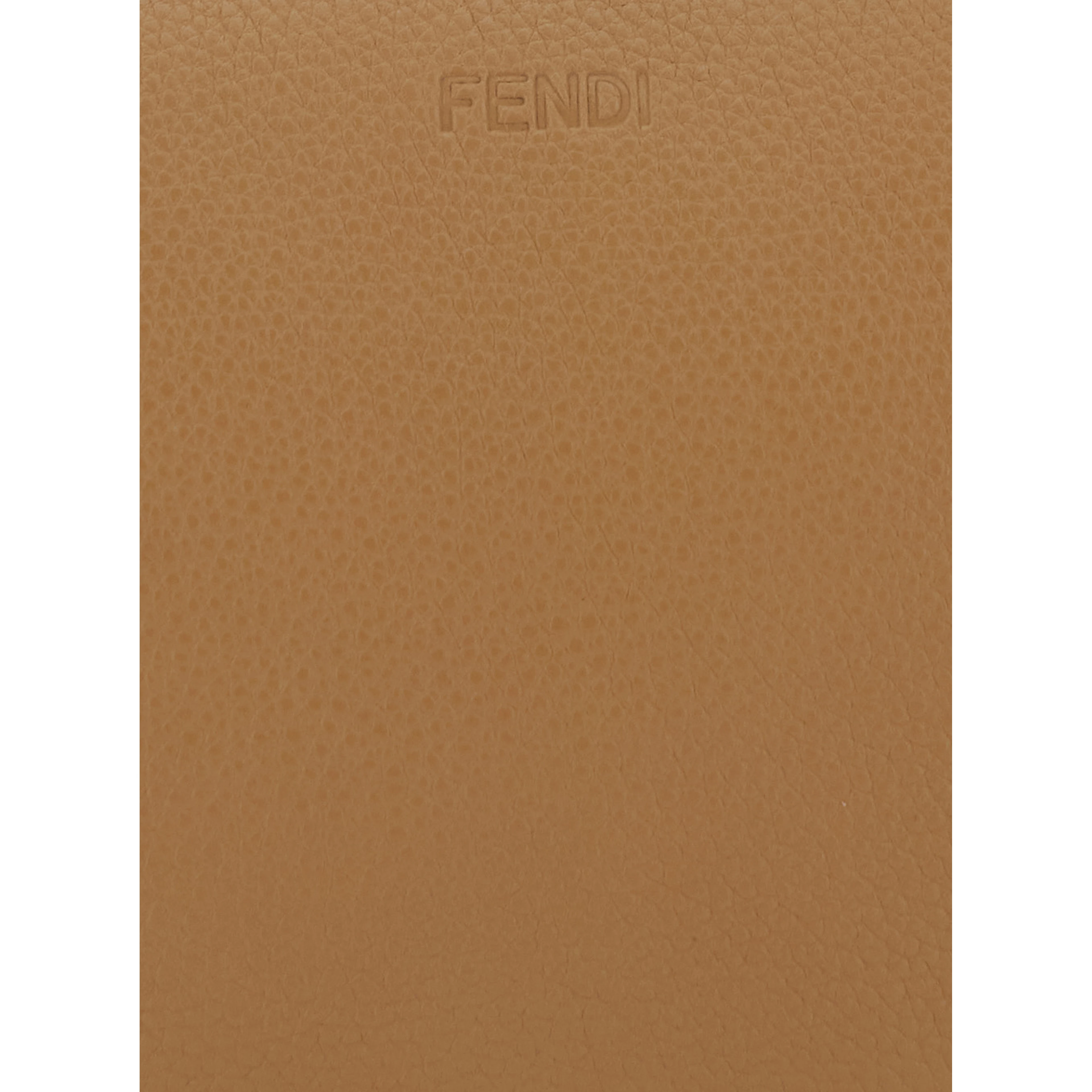 Melon Beige crossbody bag with Half-Moon Silhouette and Logo Lettering on the Front in Grained Leather for Men