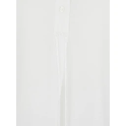 White Shirt with Stand-up Collar in Cotton for Women