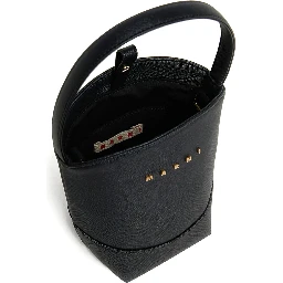Crossbody bag with floral details in black polyester unisex